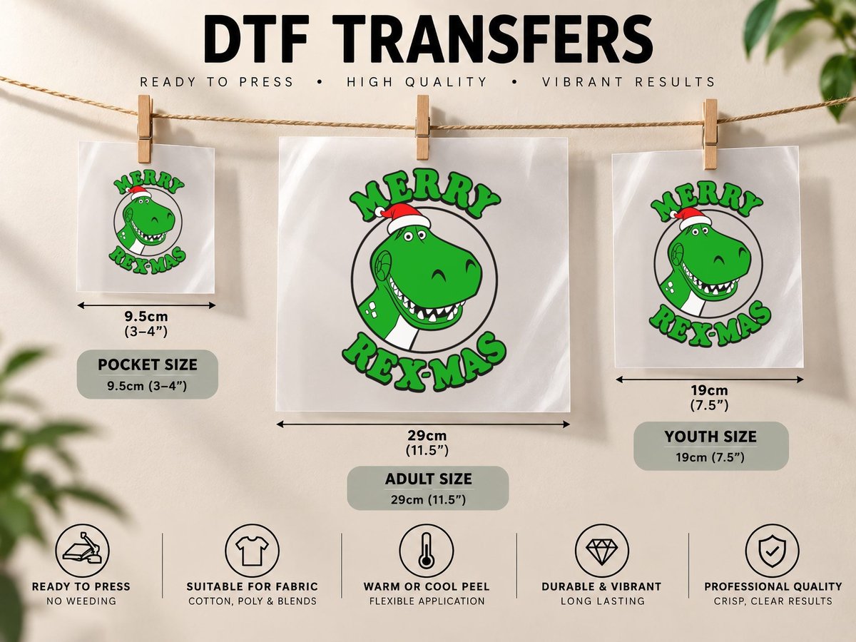 Toy Story Merry Rex-Mas Christmas DTF Transfer Iron On