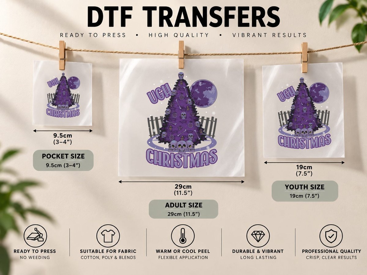 Ugh Christmas Gothic Aesthetic Funny Goth Meme Holiday DTF Transfer Iron On