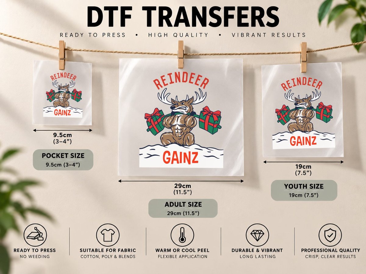 Ugly Christmas - Reindeer Gainz Pullover DTF Transfer Iron On