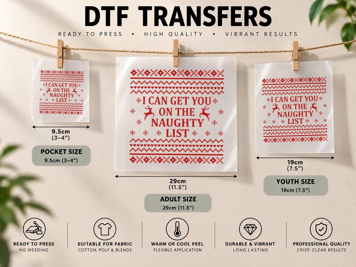 Ugly Christmas I Can Get You on the Naughty List DTF Transfer Iron On