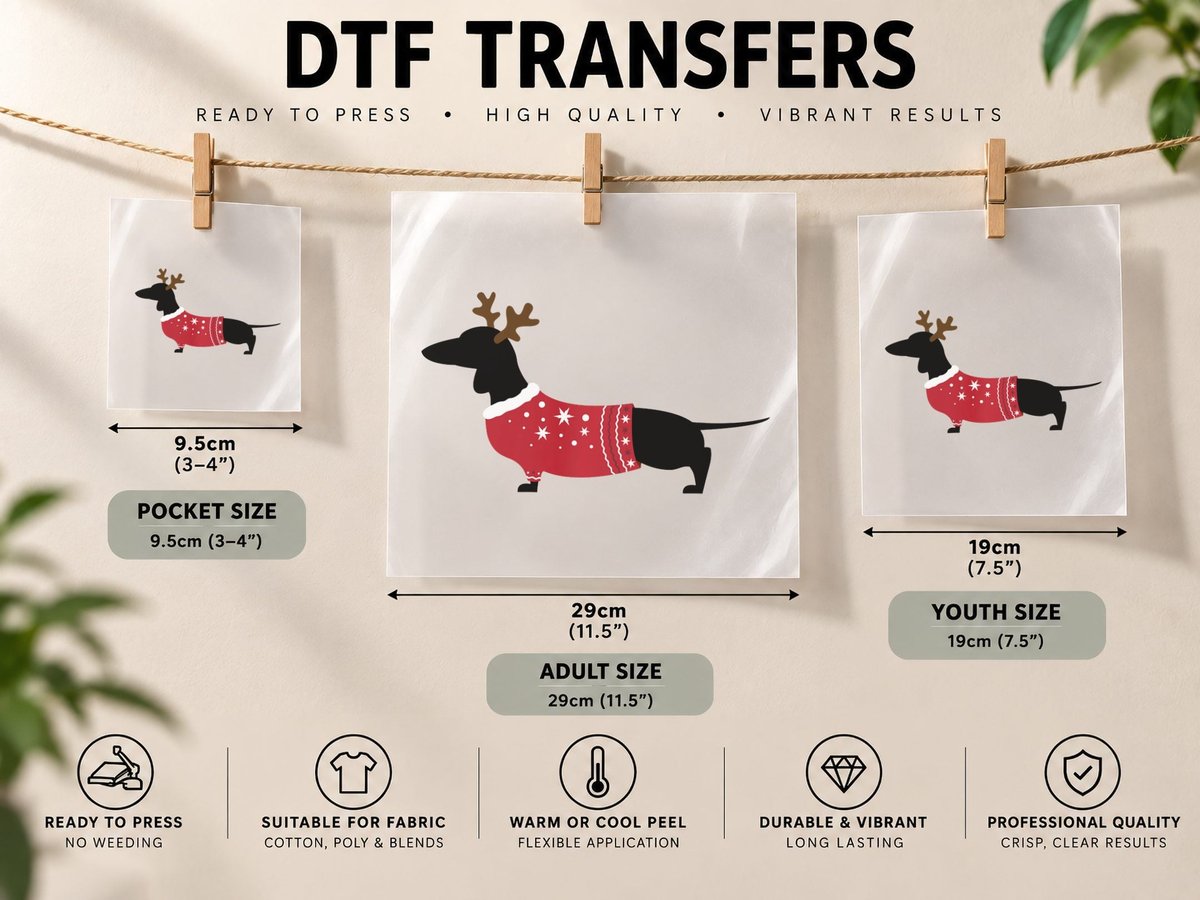 Ugly Christmas Wiener Dachshund Dog Pullover DTF Transfer Iron On