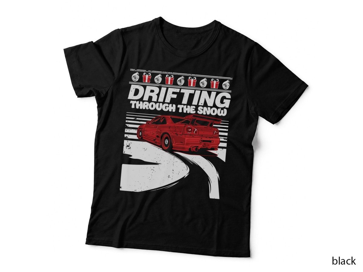 Ugly Christmas Sweater with Car Hoodie Drifting Asian Import T-Shirt