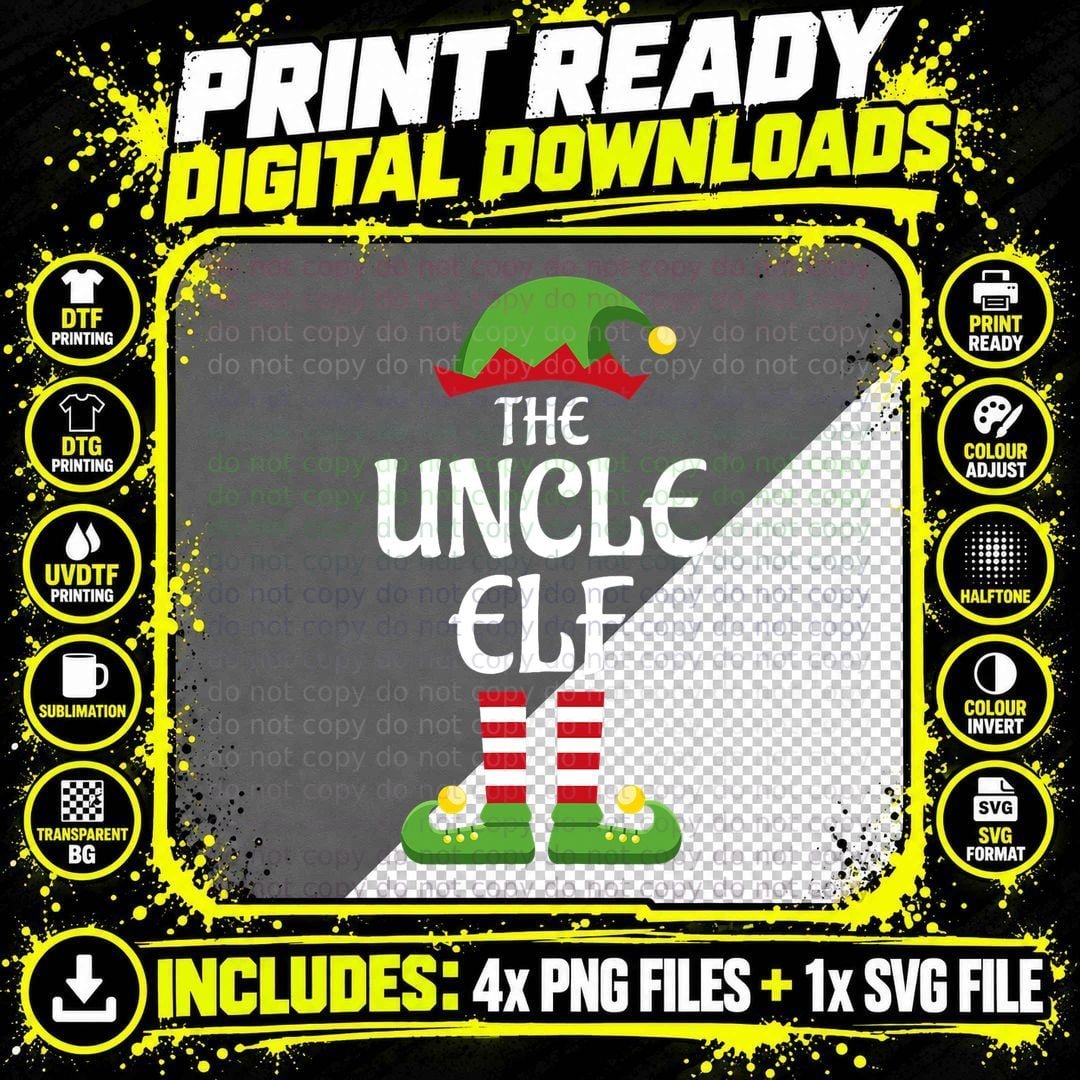 Uncle Elf Family Matching Group Christmas T-Shirt Png SVG Digital Bundle