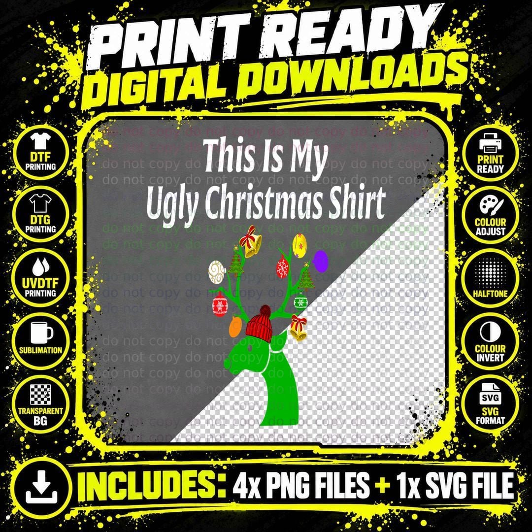 Unique Funny Ugly Christmas Shirt Christmas Sweater Tee Png SVG Digital Bundle