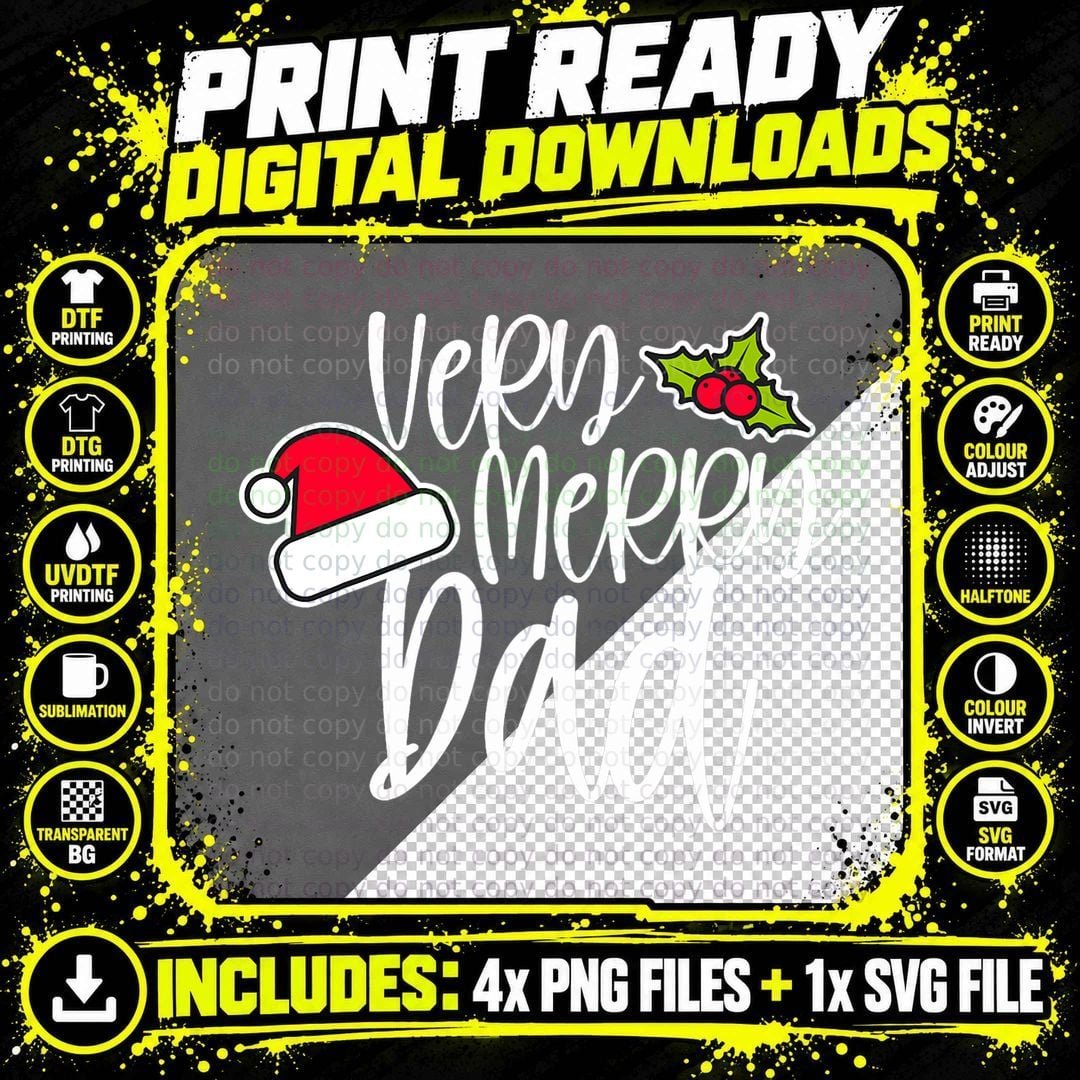 Very Merry Dad Christmas T-Shirt Png SVG Digital Bundle
