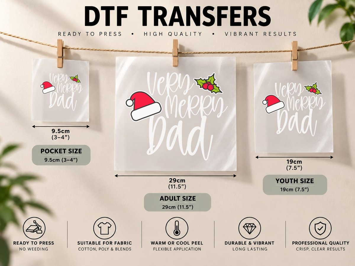 Very Merry Dad Christmas DTF Transfer Iron On