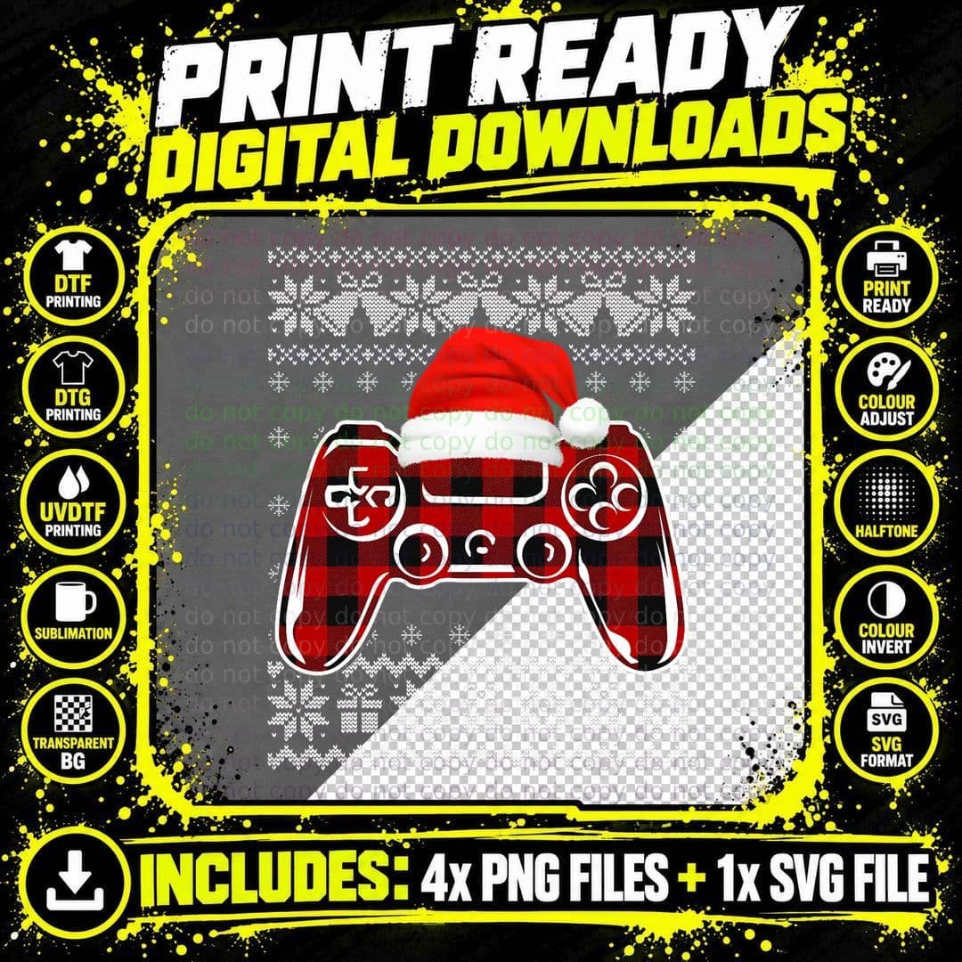 Video Game Christmas Shirt Funny Ugly Christmas Sweater Png SVG Digital Bundle