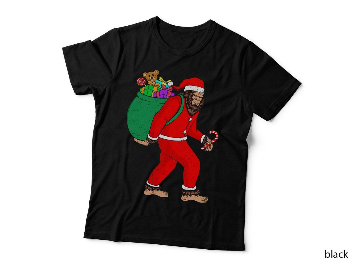 Vintage Christmas Bigfoot Santa Costume Kids Women Men Boys T-Shirt