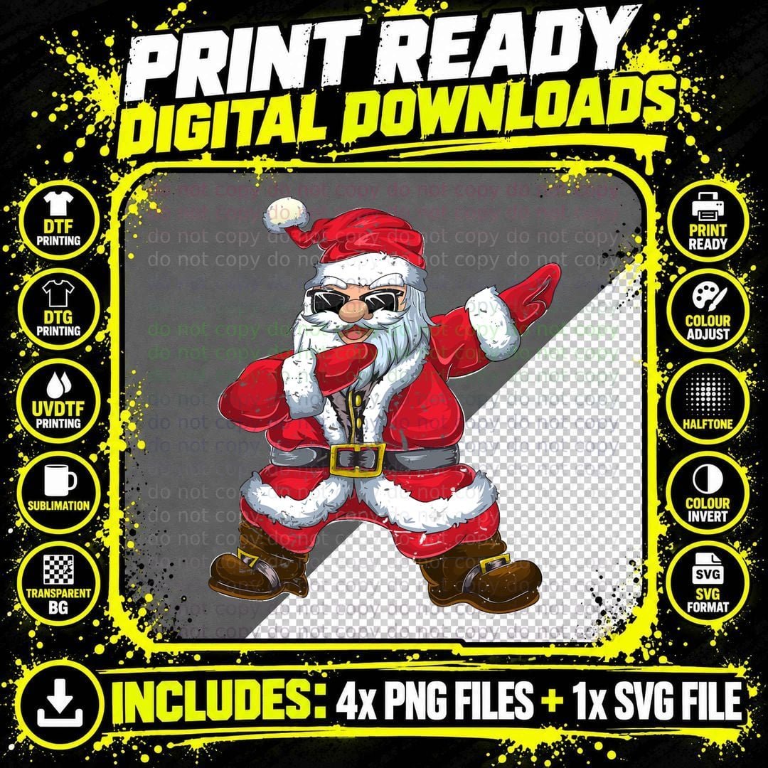 Vintage Christmas Boys Kids Men Xmas Gifts Dabbing Santa Png SVG Digital Bundle