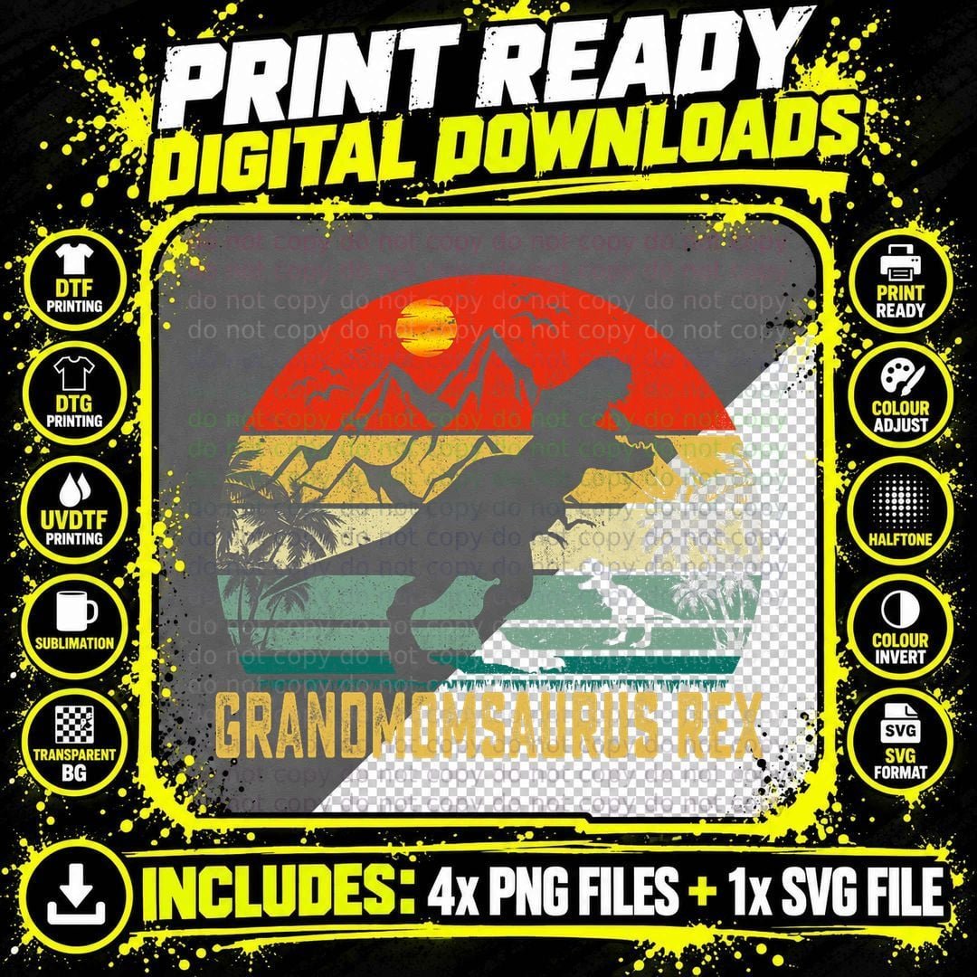 Vintage Grandmomsaurus Funny Family Christmas Mothers Png SVG Digital Bundle