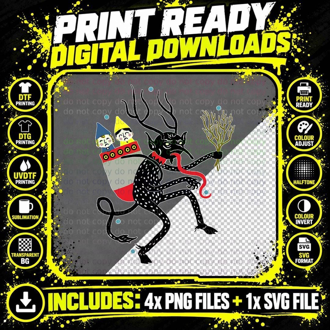 Vintage Krampus Christmas Devil T-Shirt Png SVG Digital Bundle