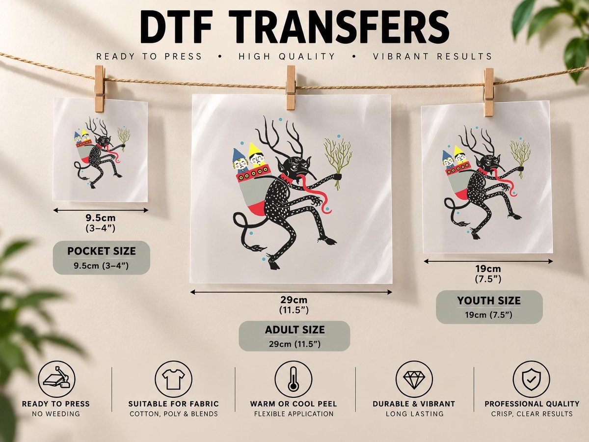 Vintage Krampus Christmas Devil DTF Transfer Iron On
