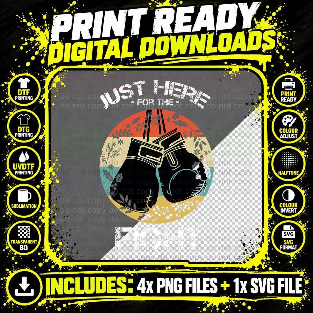 Vintage Retro Style Boxing Christmas T-Shirt Png SVG Digital Bundle