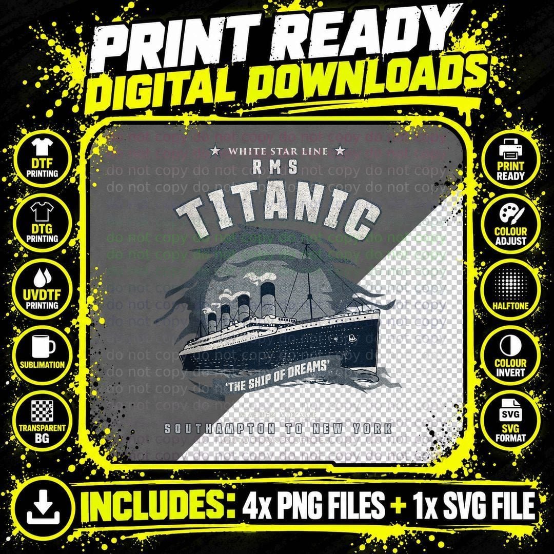 Vintage Titanic Lover Christmas Birthday Gifts T-Shirt Png SVG Digital Bundle