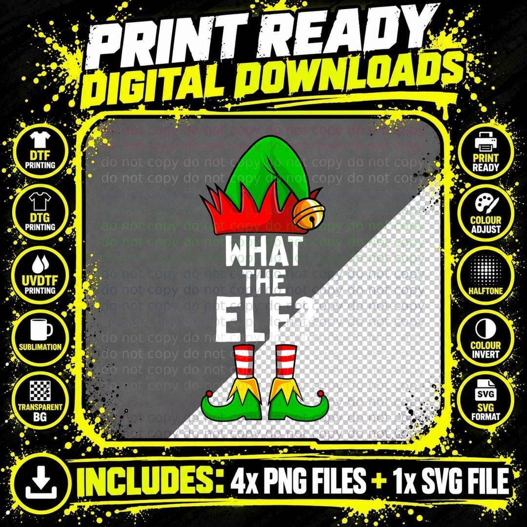 What the Elf Matching Family Christmas T-Shirt Png SVG Digital Bundle