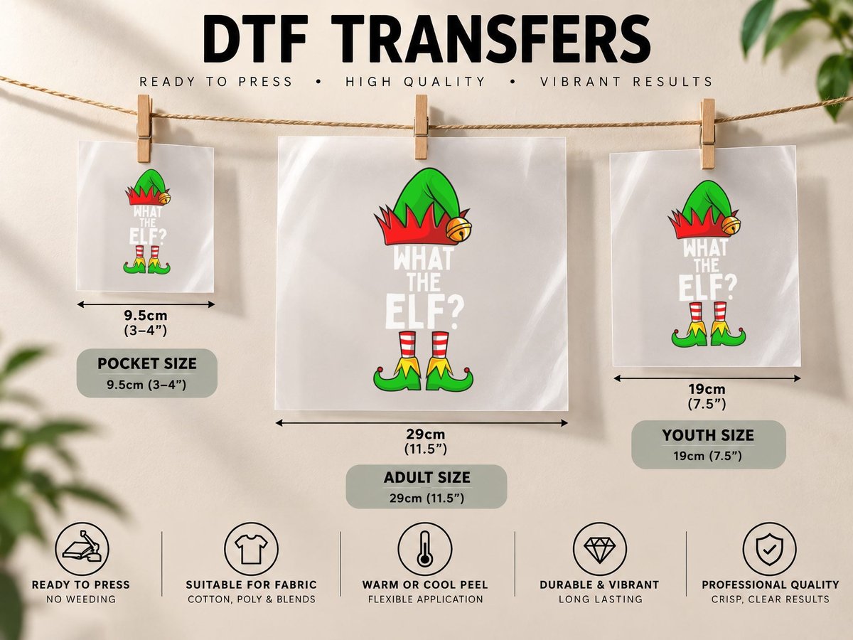 What the Elf Matching Family Christmas DTF Transfer Iron On