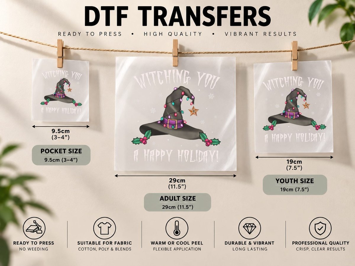 Witching You a Happy Holiday Creepy Goth Xmas Family DTF Transfer Iron On