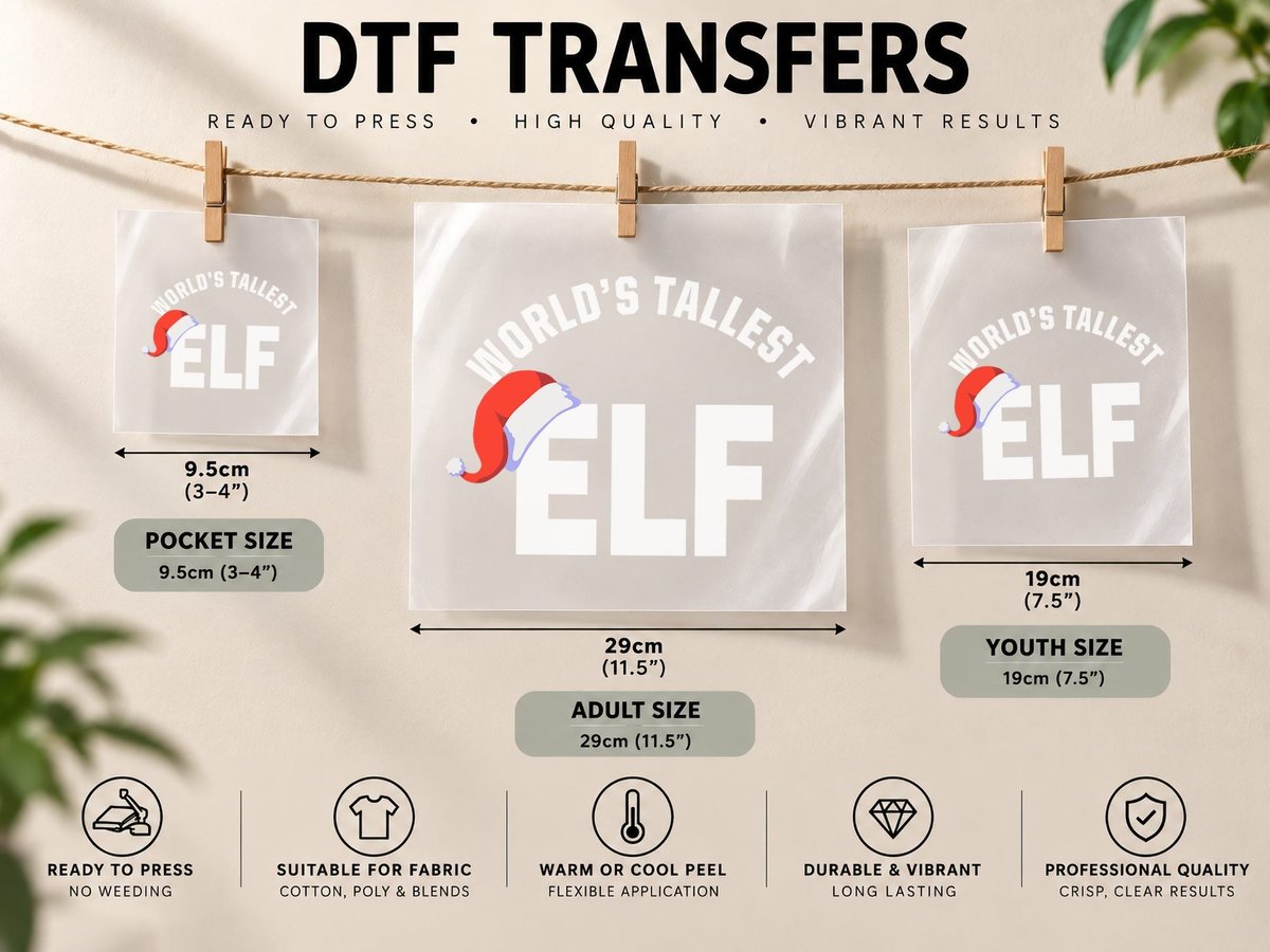 World's Tallest ELF Christmas Design DTF Transfer Iron On