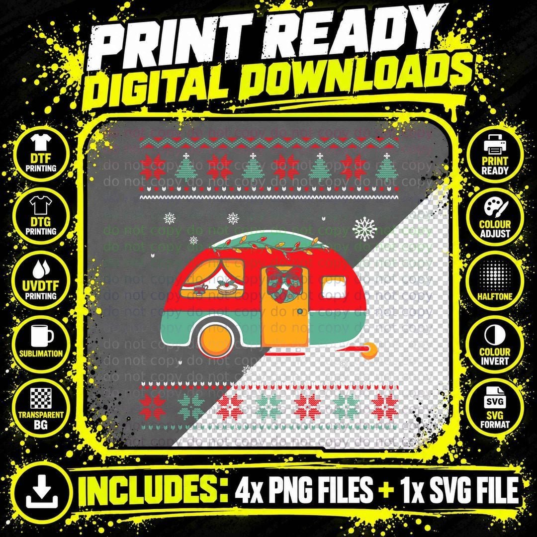 Xmas Christmas Vintage Truck Camping Pickup T-Shirt Png SVG Digital Bundle
