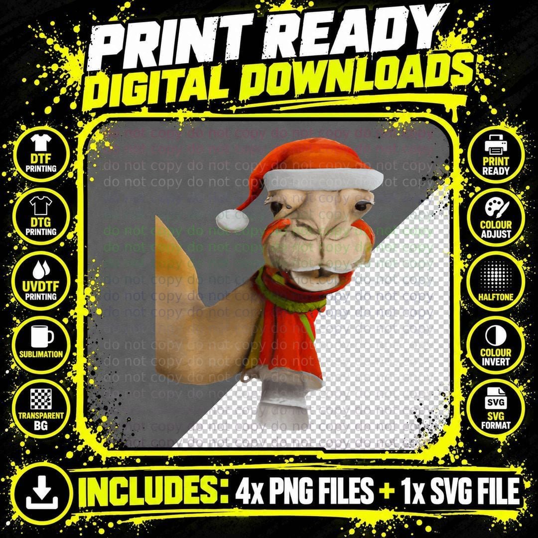 Adorable Camel Wearing Santa Hat Christmas T-Shirt Png SVG Digital Bundle