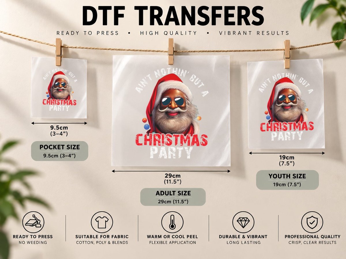 Ain't Nothing but a Christmas Party Black African American DTF Transfer Iron On