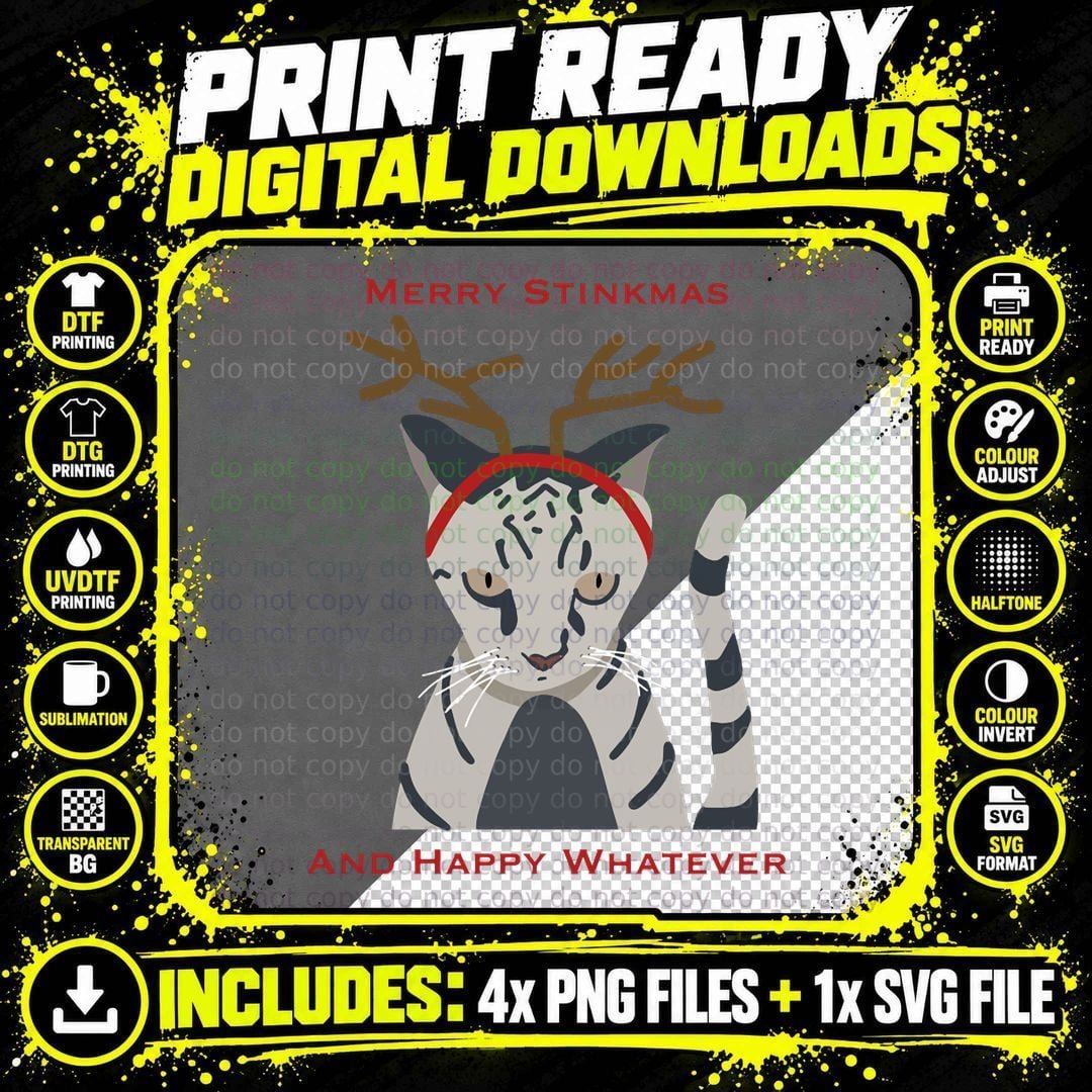 Angry Christmas Cat T-Shirt Png SVG Digital Bundle