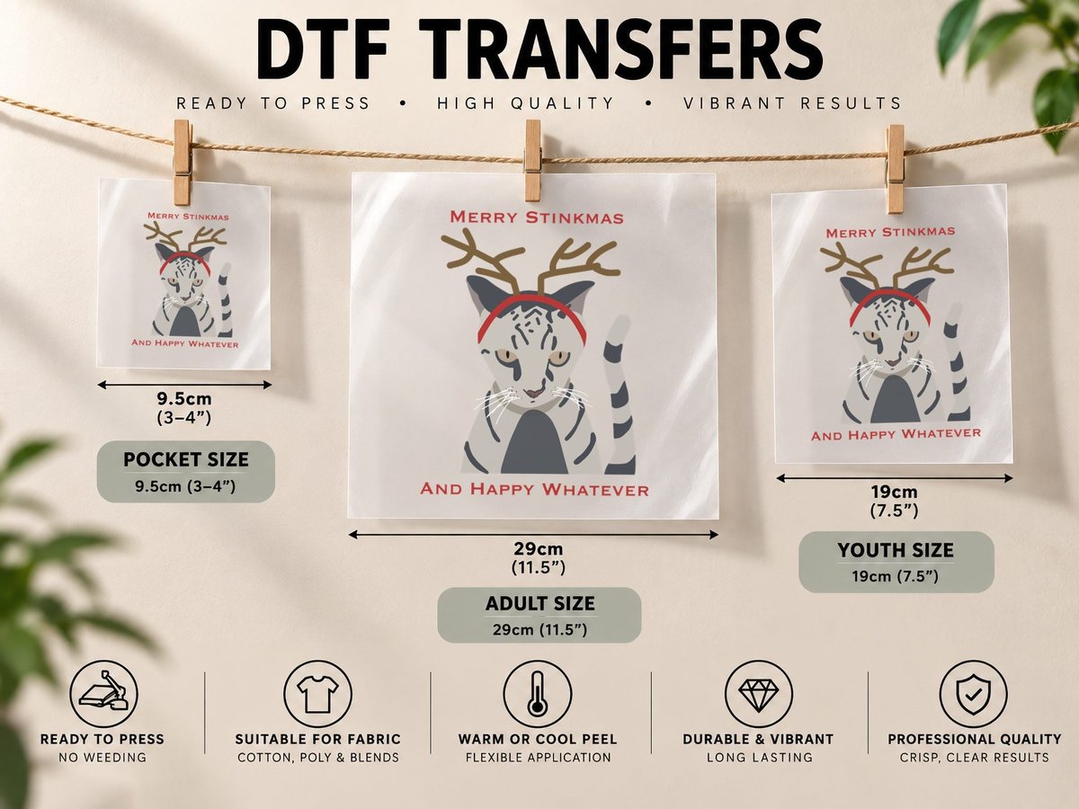 Angry Christmas Cat DTF Transfer Iron On