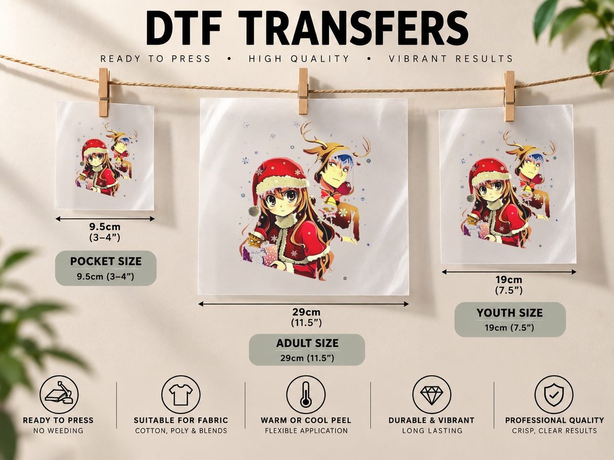 Anime Christmas Classic, Festive Holiday Print DTF Transfer Iron On