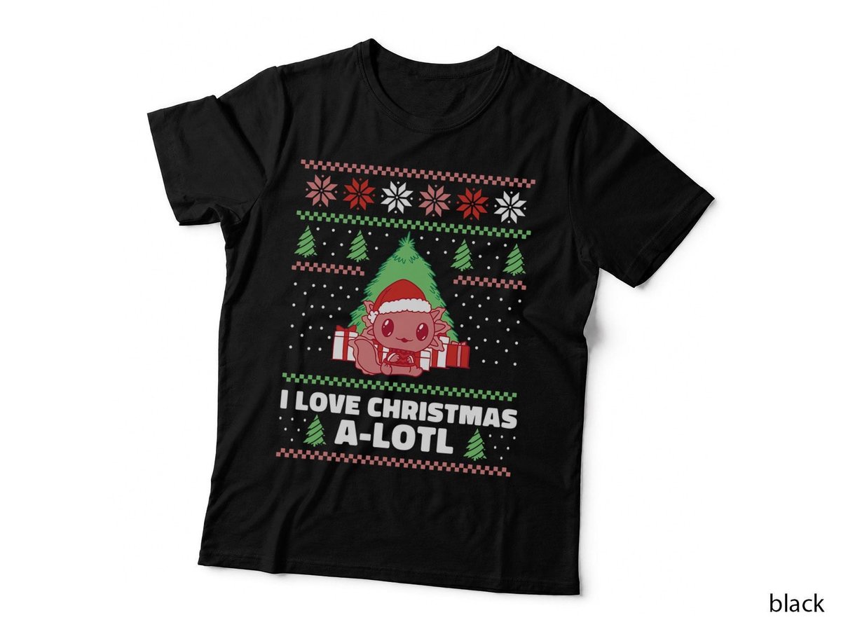 Axolotl in Santa Hat Ugly Sweater T-Shirt, Christmas Holiday