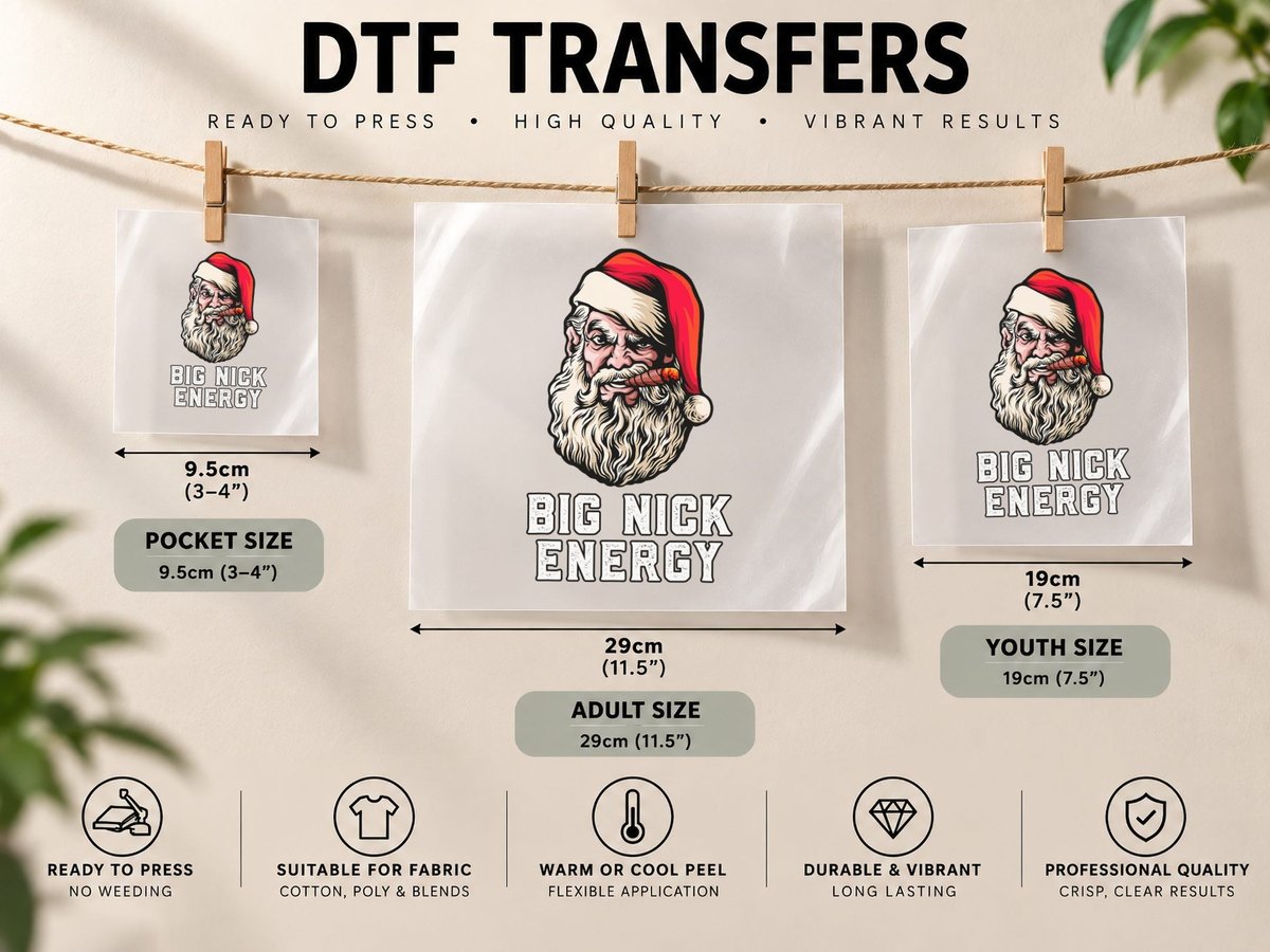 Bad Ass Santa Claus, Christmas Alpha Man Style, Holiday Fun DTF Transfer Iron On