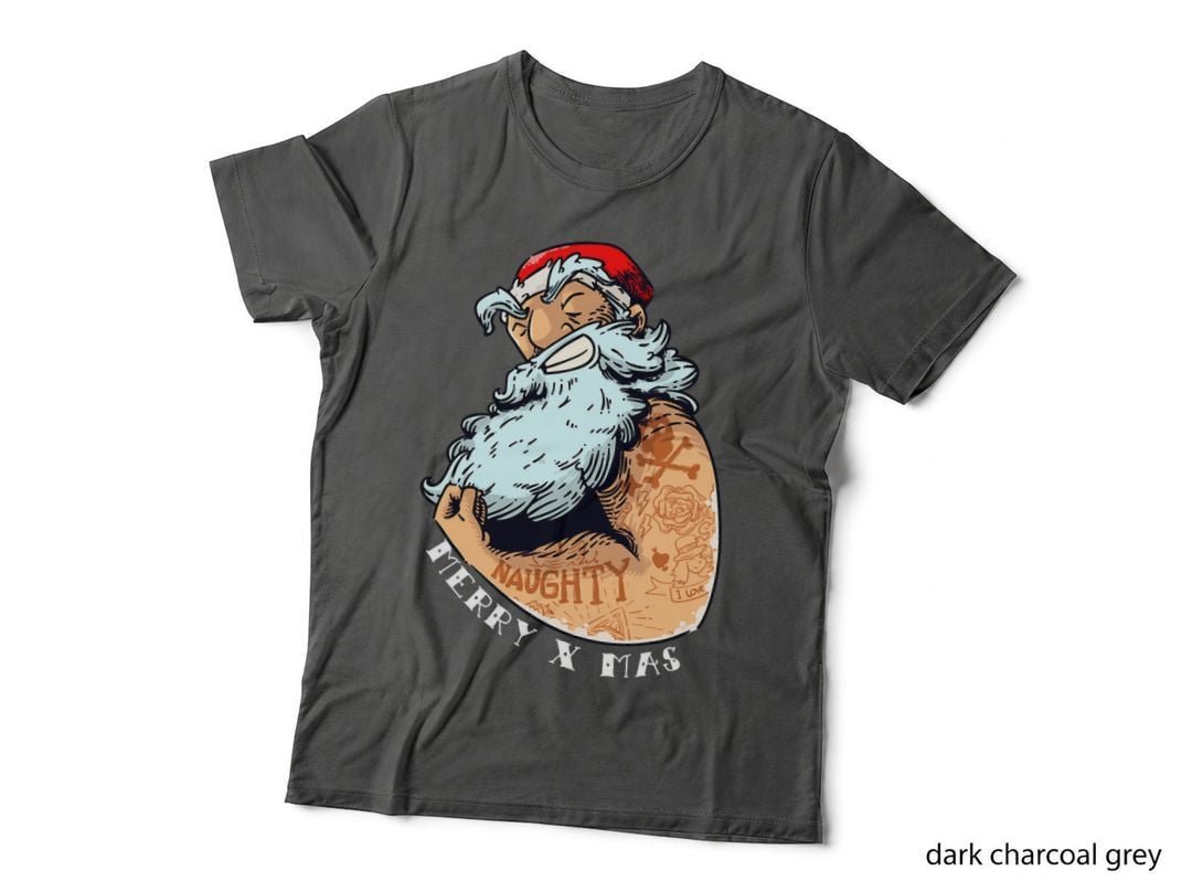 Bad Santa Claus Christmas T-Shirt, Naughty Merry Xmas Design, Holiday Humor