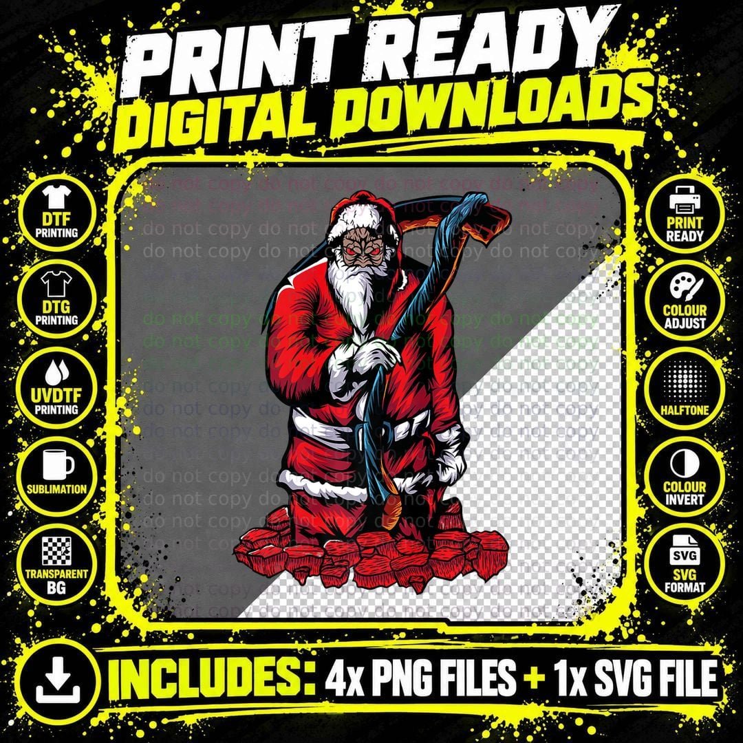 Bad Santa Claus Ugly Christmas Funny Sarcasm Festive Png SVG Digital Bundle
