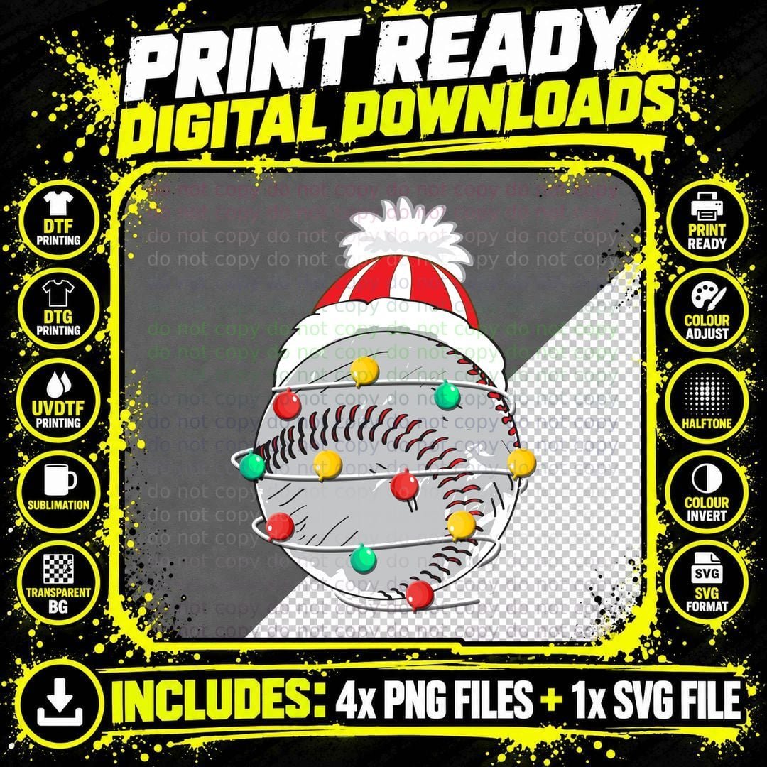 Baseball Christmas Ornament T-Shirt, Festive Sports Theme Png SVG Digital Bundle