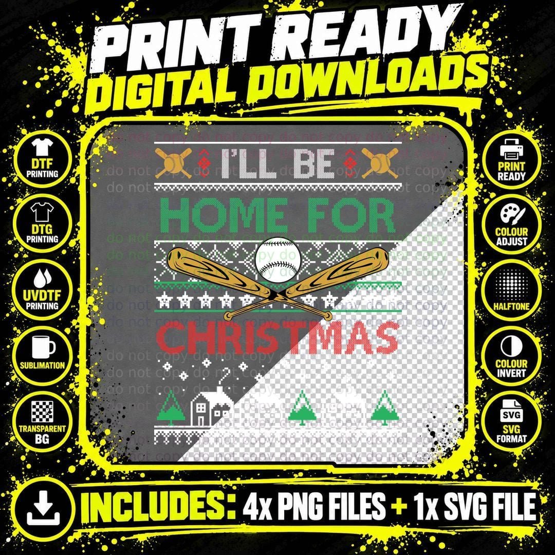 Baseball Christmas T-Shirt, Festive Sports Theme Png SVG Digital Bundle