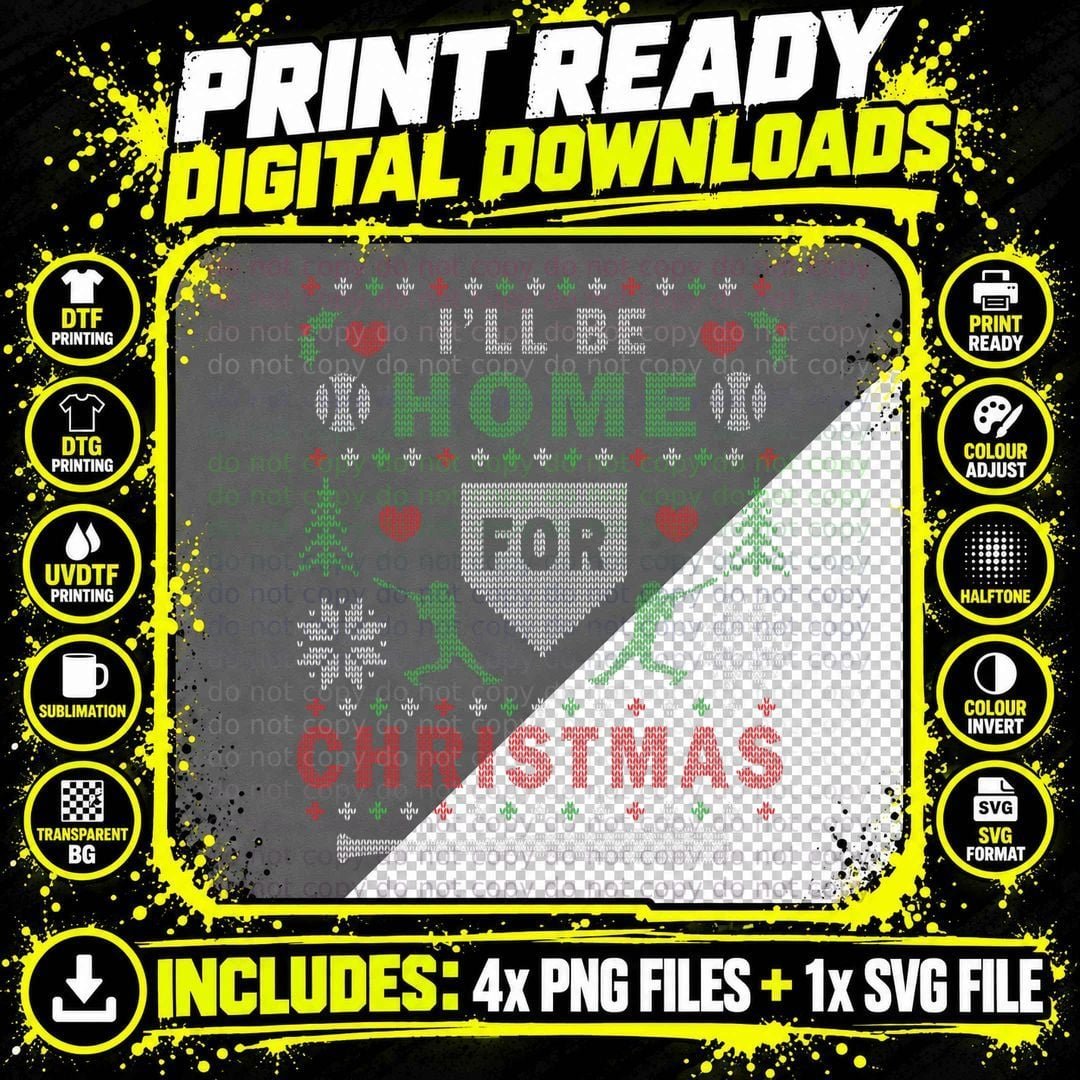 Baseball Ugly Christmas Sweater Pattern T-Shirt Png SVG Digital Bundle