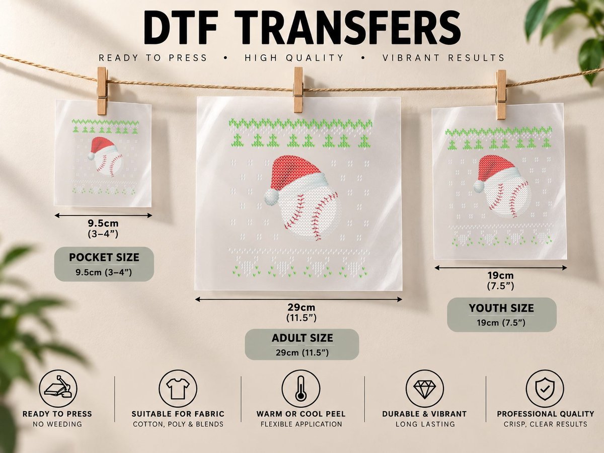 Baseball Ugly Christmas, Festive Sports, Holiday Fun DTF Transfer Iron On
