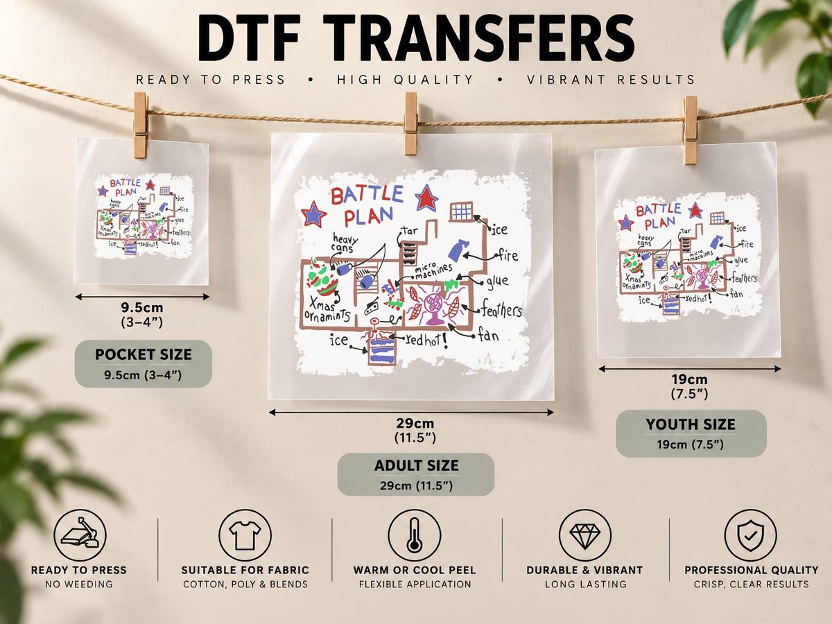 Battle Plan Christmas Home Kids Hand Dawn Alone Xmas DTF Transfer Iron On