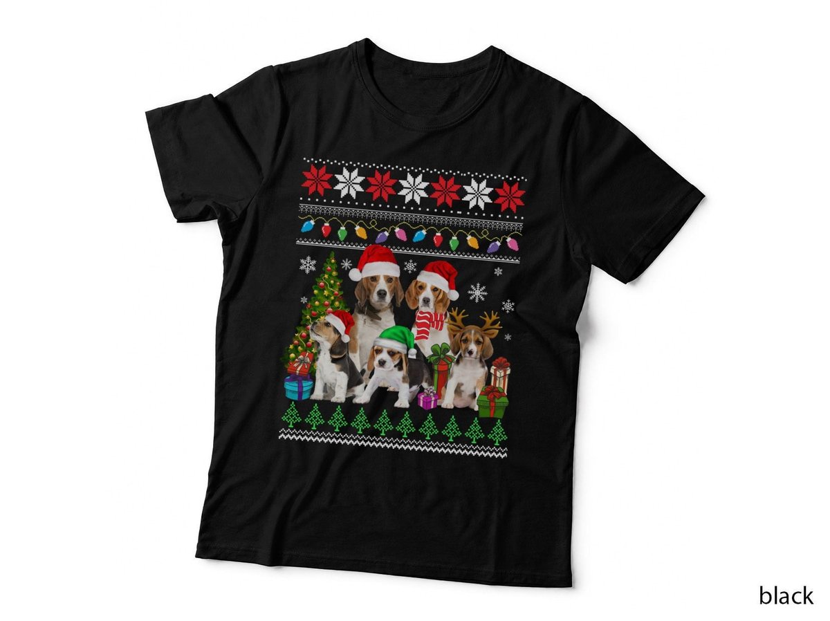 Beagle Christmas T-Shirt, Festive Pet Apparel, Pet Lover Gift
