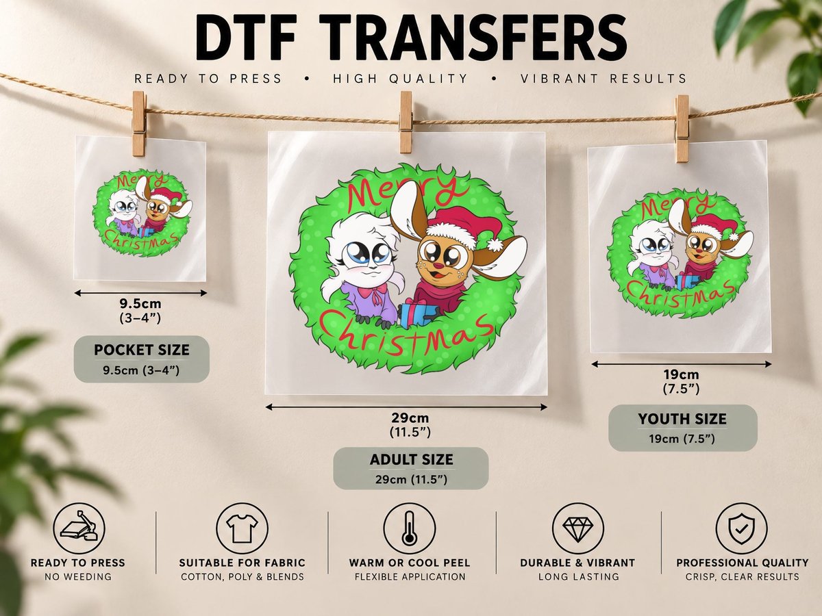 Bella and Scout Christmas Classic, Festive Holiday Print DTF Transfer Iron On