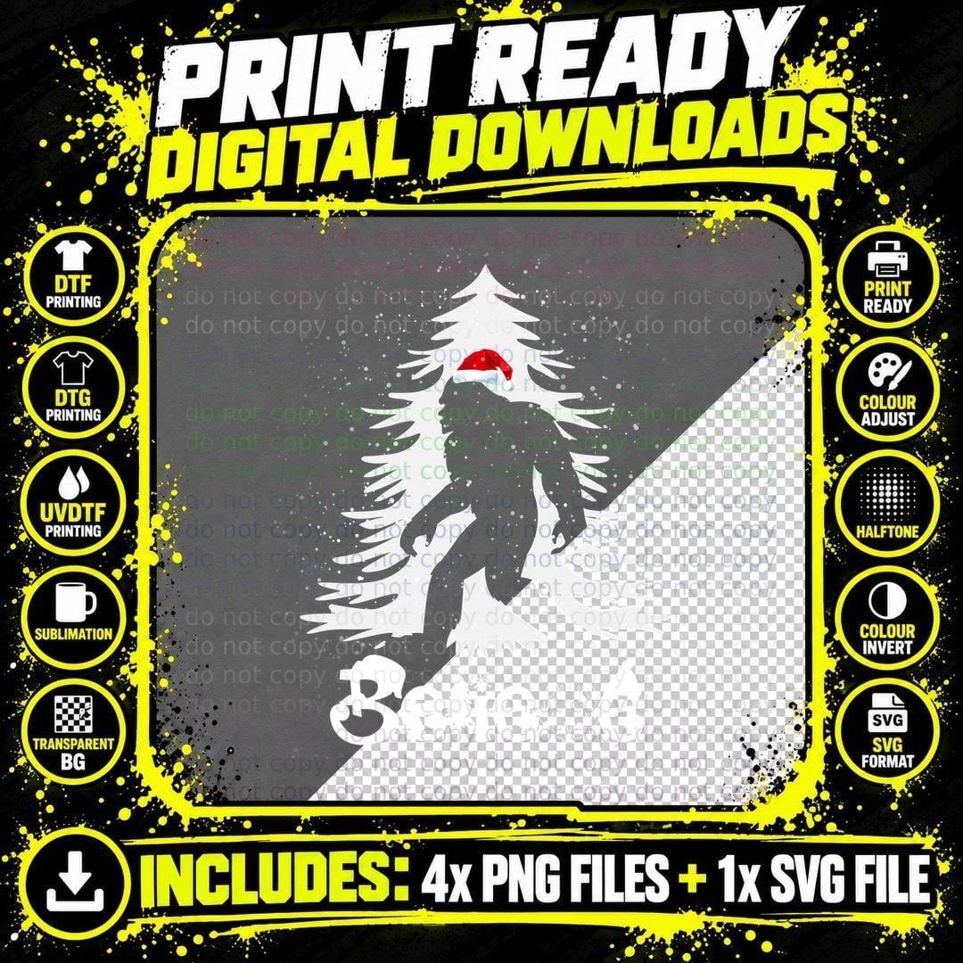Bigfoot Christmas T-Shirt, Funny Sasquatch Design Png SVG Digital Bundle