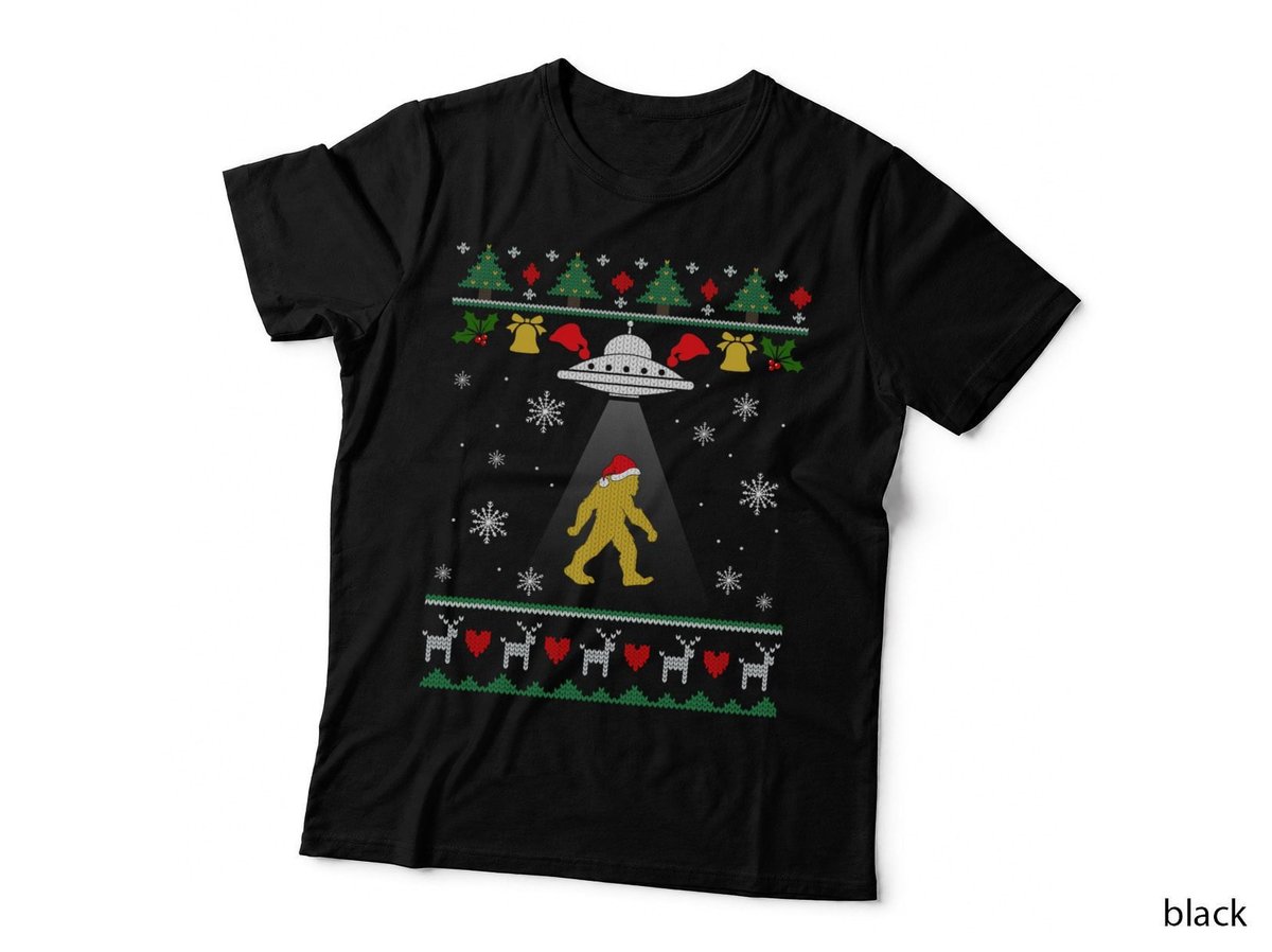 Bigfoot Santa UFO Christmas Sweater T-Shirt, Ugly Christmas Sweater