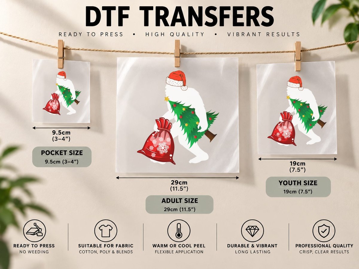 Bigfoot Steals Christmas, Sasquatch Funny, Holiday Humor DTF Transfer Iron On