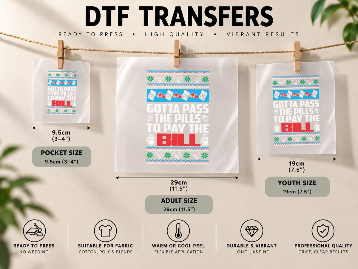 Bill Christmas Ugly, Holiday Festive Print DTF Transfer Iron On