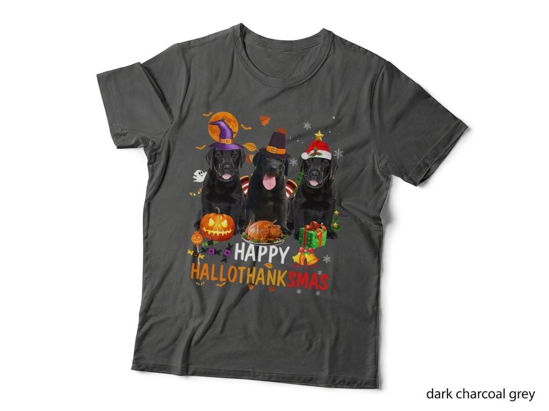 Black Lab Dog Halloween Merry Christmas T-Shirt, Festive Holiday Apparel
