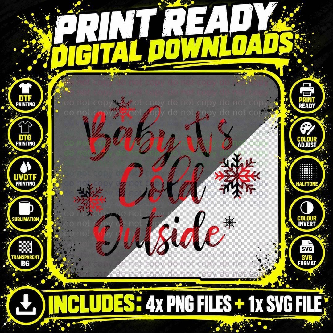 Buffalo Plaid Baby It's Cold Outside T-Shirt Png SVG Digital Bundle