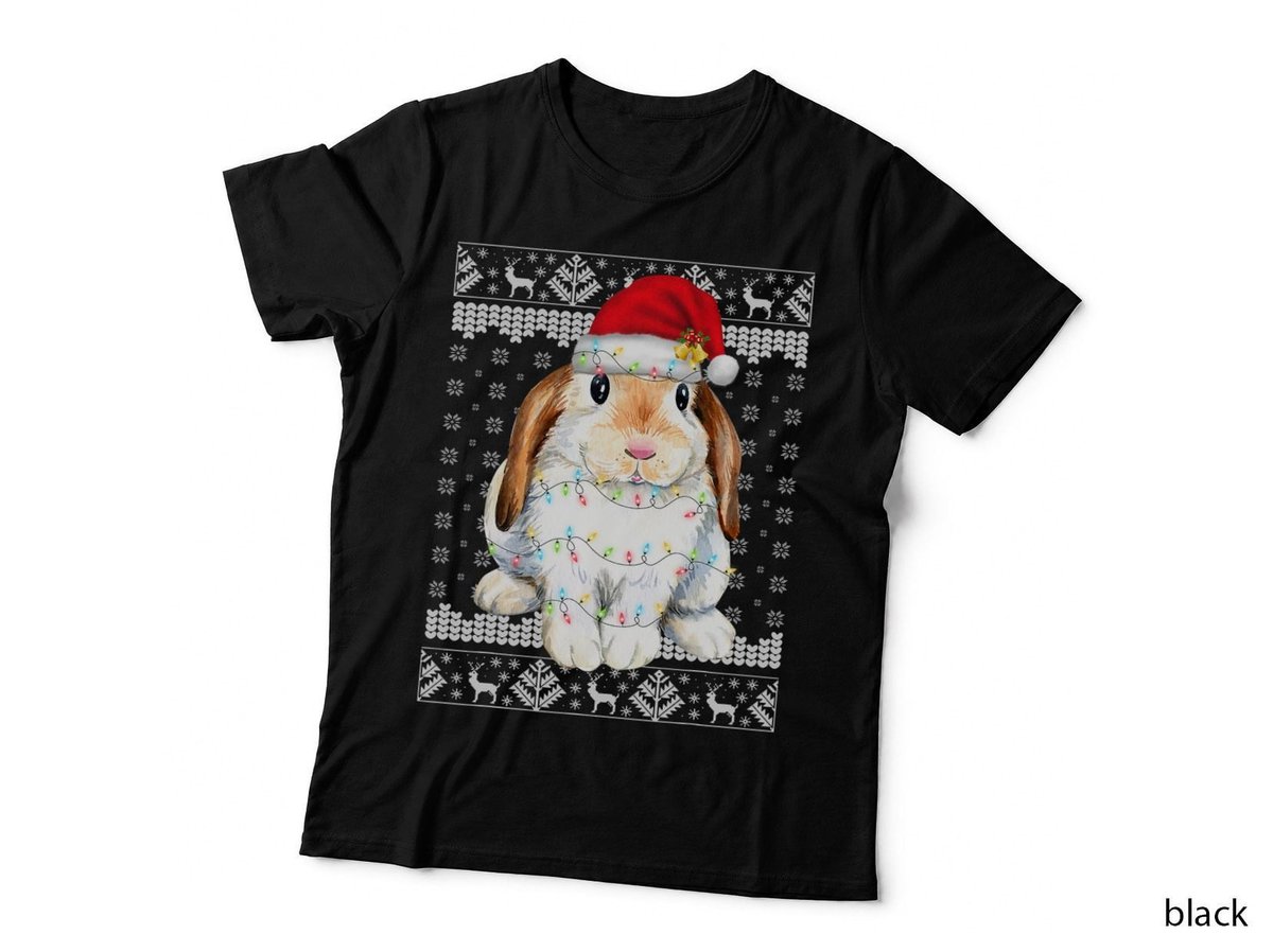 Bunny Rabbit Christmas Ugly Sweater T-Shirt, Festive Holiday Print