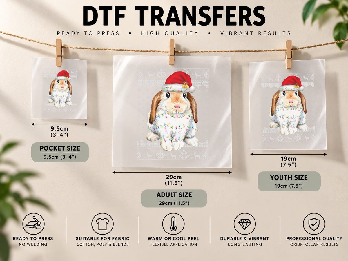 Bunny Rabbit Christmas Ugly, Festive Holiday Print DTF Transfer Iron On