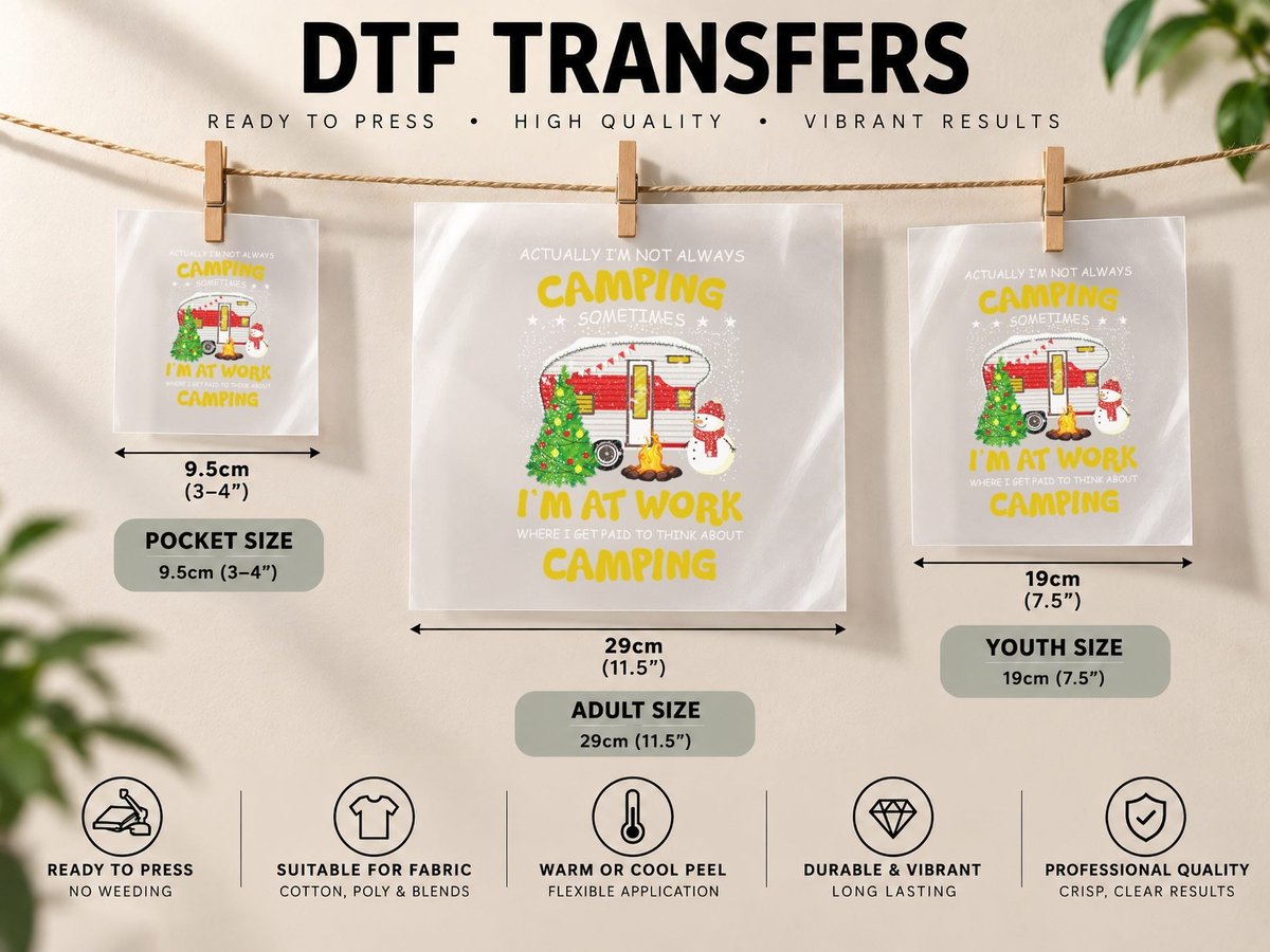 Camping Christmas, Holiday Camping Theme DTF Transfer Iron On