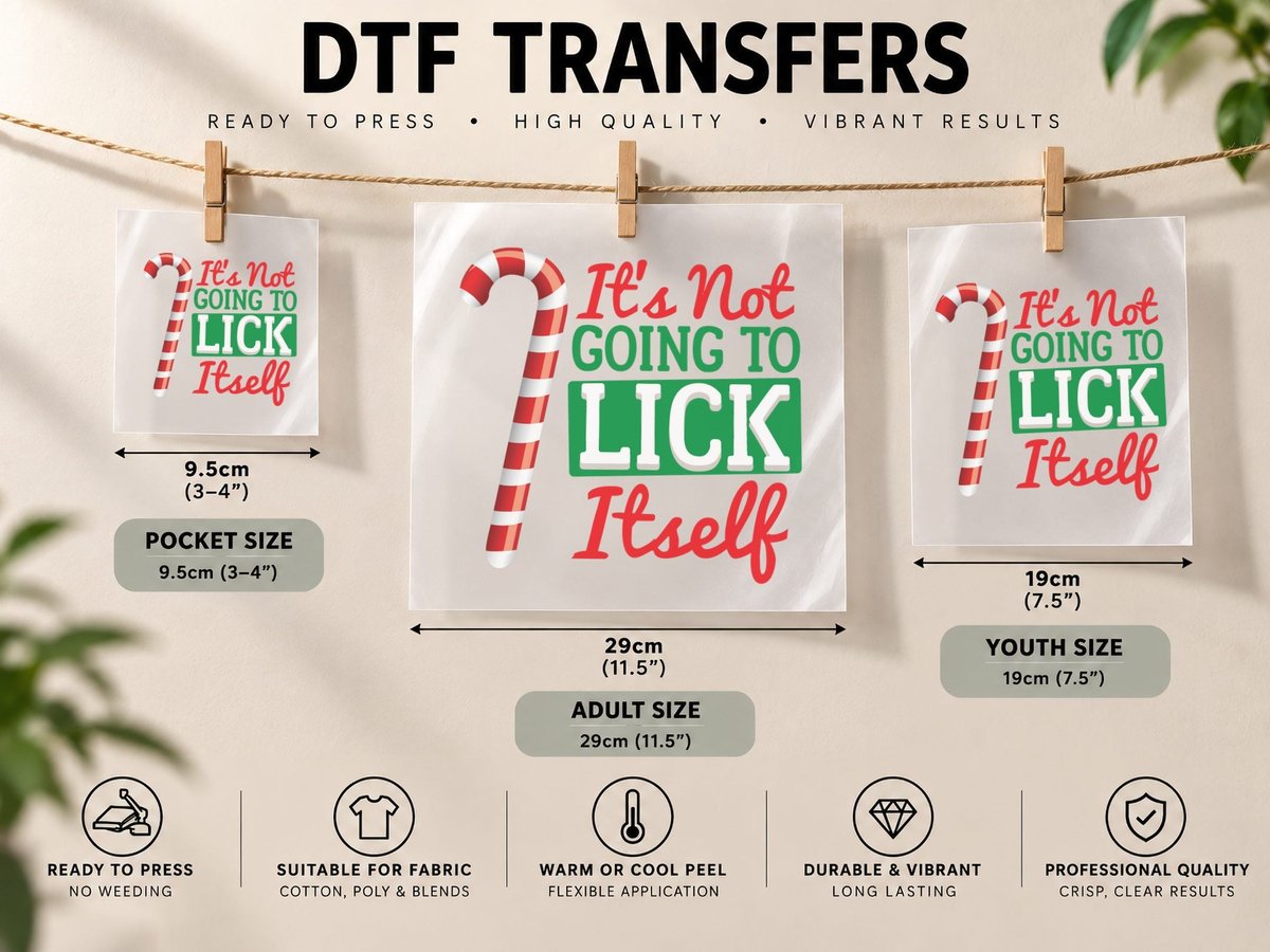 Candy Cane Christmas, Holiday Humor, Festive Fun DTF Transfer Iron On