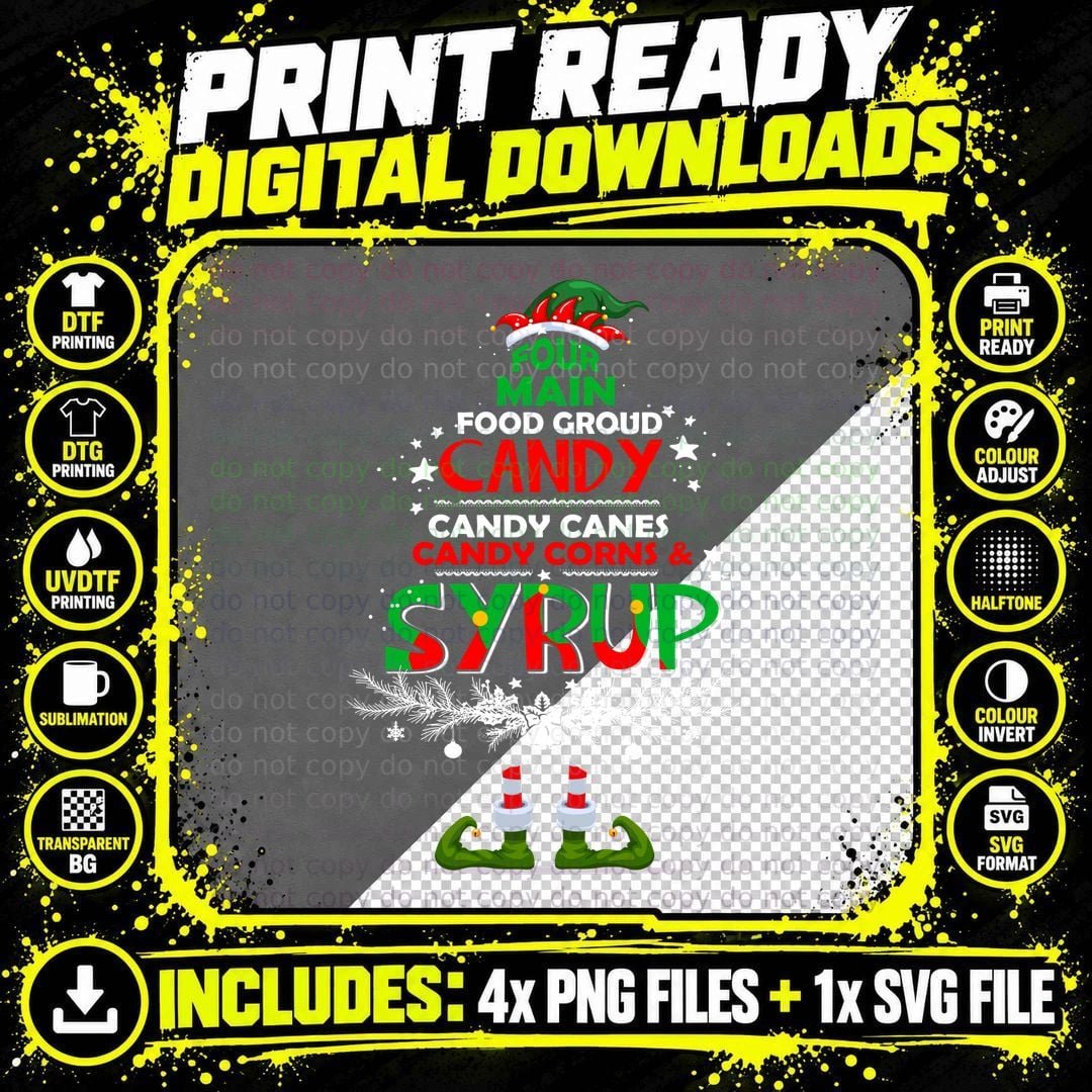 Candy Corns & Syrup T-Shirt, Christmas Elf Theme Png SVG Digital Bundle
